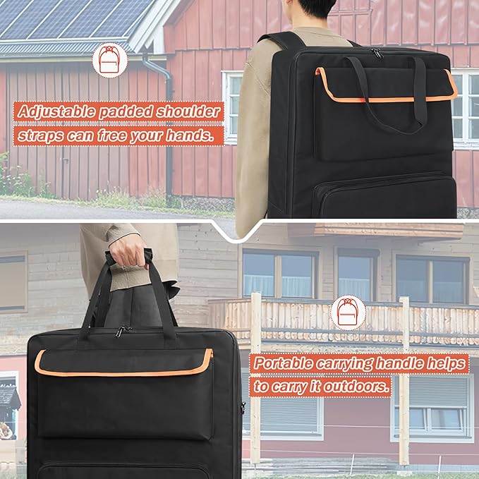 Solar Panel Storage Bag Padded Carrying Case for Jackery SolarSaga 100W 100X 200W - Travel-Friendly with Multi-Pockets &amp Shoulder Strap Backpack for 100w 100x 200w Casual/Sporty
