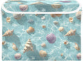 Blue Sea Shell Summer Collapsible Storage Bins with Lids Decorative Fabric Cubes Closet Organizer Basket Boxes Containers for Clothes Box Chest Folding Rectangle