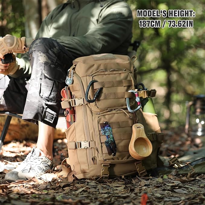 45L Tactical Backpack Military Molle Backpack with 17 Laptop Compartment Survival Large Hiking Travel Rucksack for Outdoors