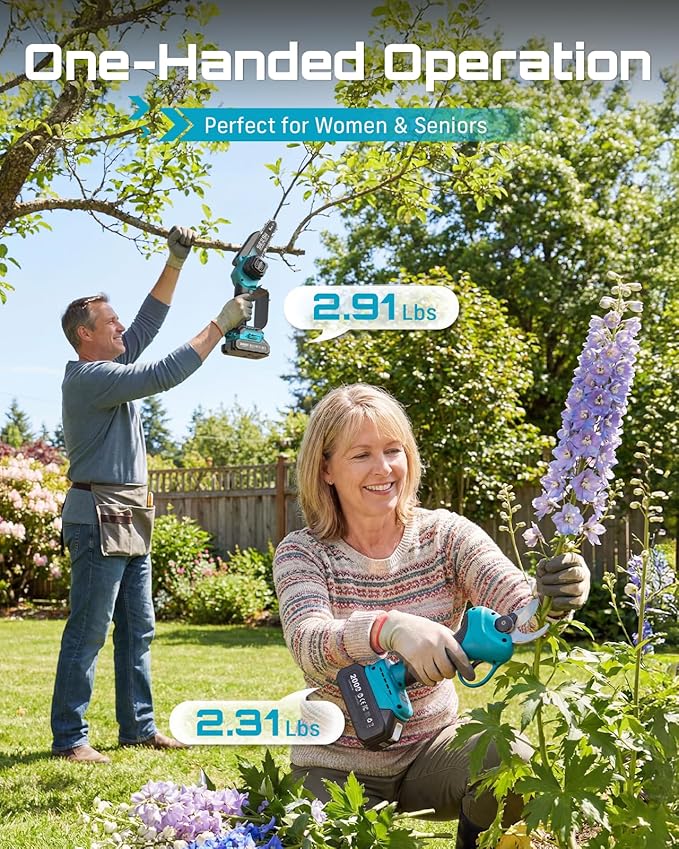SEESII Mini Chainsaw &amp Electric Pruning Shears Combo 6-inch Brushless Handheld Power Chain Saw 1.2” Cutting Cordless Pruner for Tree Trimming Tools Kit with 2x2000mAh Batteries Fast Charger