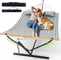 ANAGOO Double Hammock with Stand Heavy Duty Outdoor Hammock for Two 500 LBS Capacity Stable Steel Frame with Balance Strap Easy Tool-Free Assembly for Patio Garden Backyard &amp BeachDark Grey