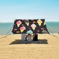 ALAZA Watercolor Ice Creams Cherries Pattern Beach Tent Sun Shelter Portable Canopy Sunshade for Outdoor Camping Picnics Backyard Fun 10x9 ft