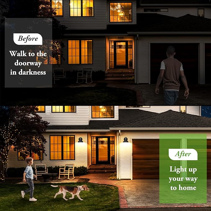 Brightever Outdoor Lanterns 2-Pack Exterior Light Fixtures Waterproof Anti-Rust Black Wall Mount Lights Small E26 Socket Outside Lights for House Front Porch Playhouse Garage