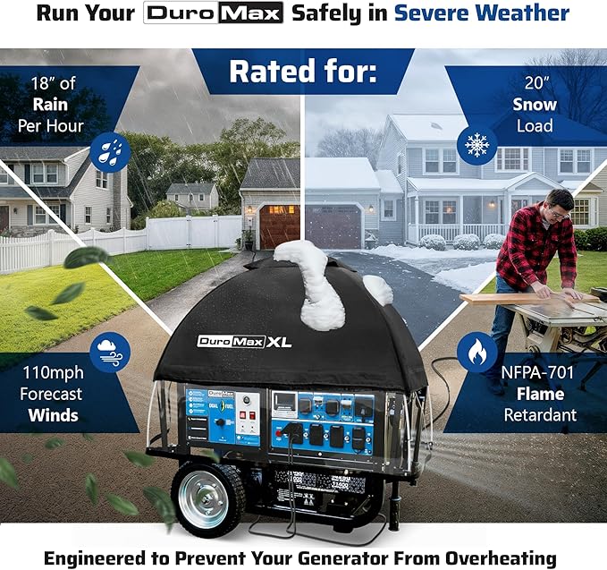 DuroMax DMX-GTX-XL XL Portable Generator Running Cover – Weatherproof Outdoor Vinyl Canopy Fire- &amp Wind-Resistant Universal Open Frame Fit