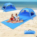 Beach Tent Sun Shelter with Extended Sand Mat 114×82inchUPF 50+ Protection 3 Double-Layer Windows for Enhanced Privacy Portable Beach Shade 3-4 People. Windproof and Waterproof