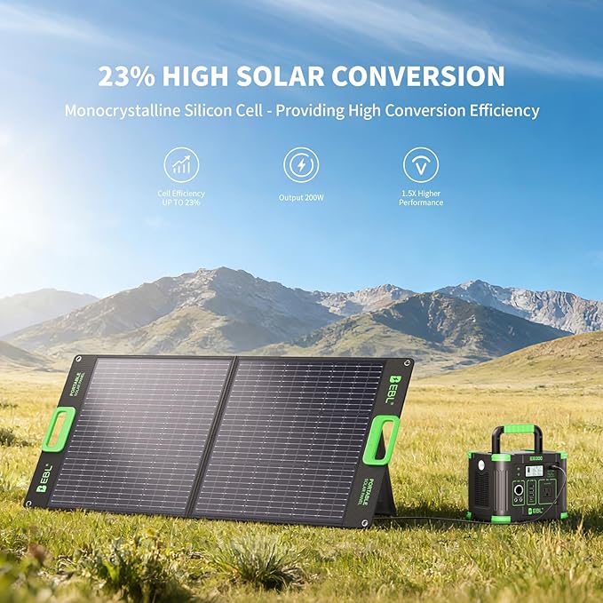 EBL 100W Portable Solar Panel 18V Foldable Solar Charger for Power Station Waterproof IP65 High-Efficiency Battery Charger for Outdoor Camping RV Trip Offgrid Living