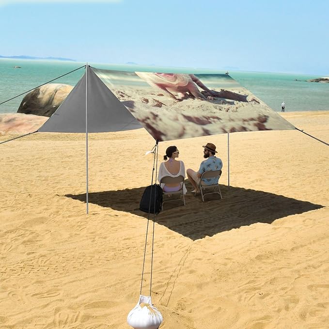 ALAZA Funny Pig with Sunglasses on The Beach Beach Tent Sun Shelter Portable Canopy Sunshade for Outdoor Camping Picnics Backyard Fun 10x9 ft