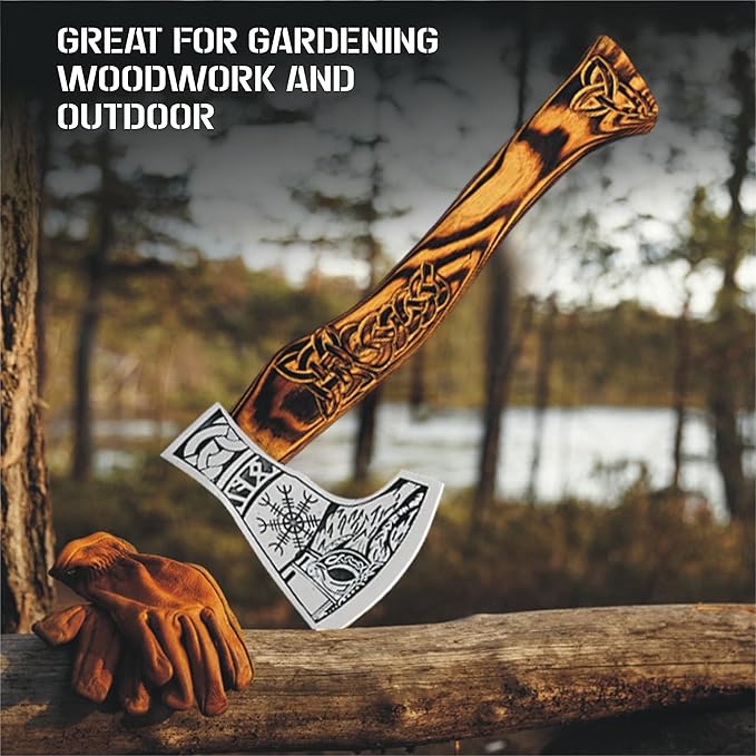 Handmade Stainless Steel Hatchet Axe Ergonomic Wooden Handle Perfect for Camping Outdoor Chopping