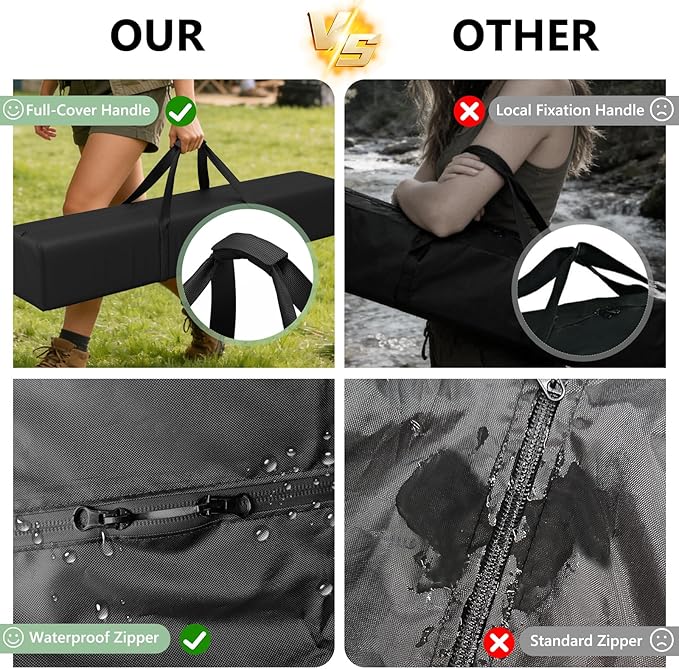 COSHNIBI Hammock Storage BagWaterproof Heavy Duty Hammock Cover Portable Hammocks Stand Carrying Bag with Zipper Closure- 62''L x 10''W x 10''HBlack