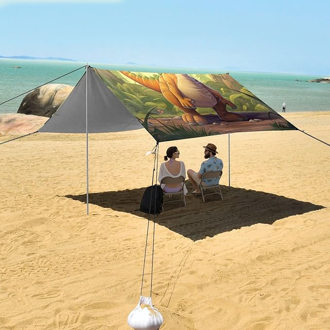 ALAZA Cute Cartoon Dinosaur Beach Tent Sun Shelter Portable Canopy Sunshade for Outdoor Camping Picnics Backyard Fun 10x9 ft