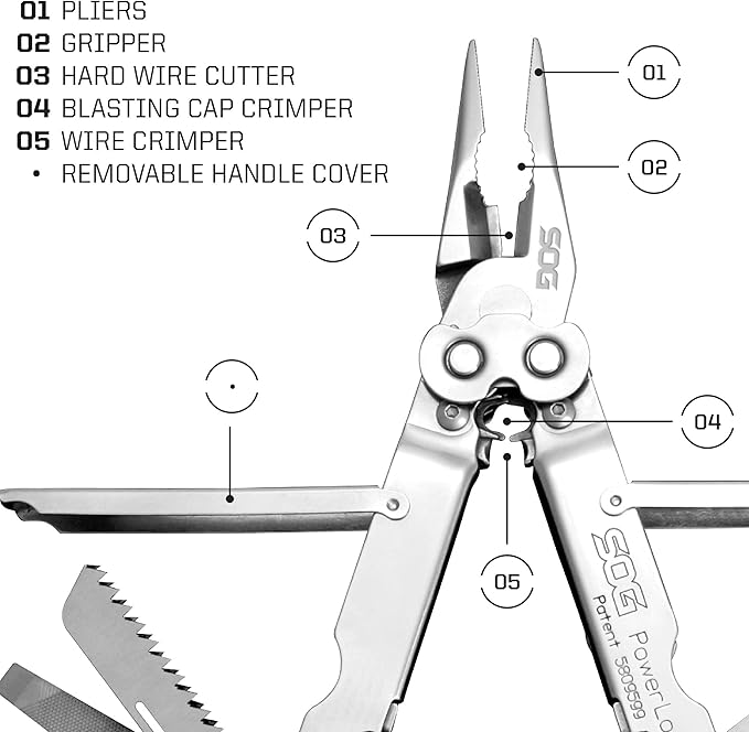 SOG Powerlock Heavy Duty 18 Multitool Pliers with Ballistic Nylon Sheath (Satin)