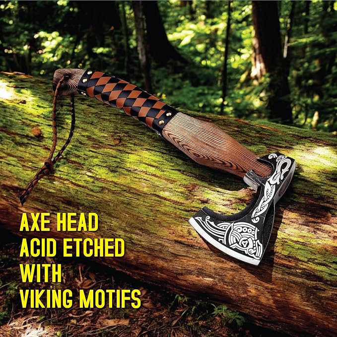Viking Axe Ideal for Collectors &amp Enthusiasts Authentic Artisan-Crafted HandForged Camping Axes and Hatchets Medieval Styled with Durable and Robust High Carbon Steel with Leather Sheath