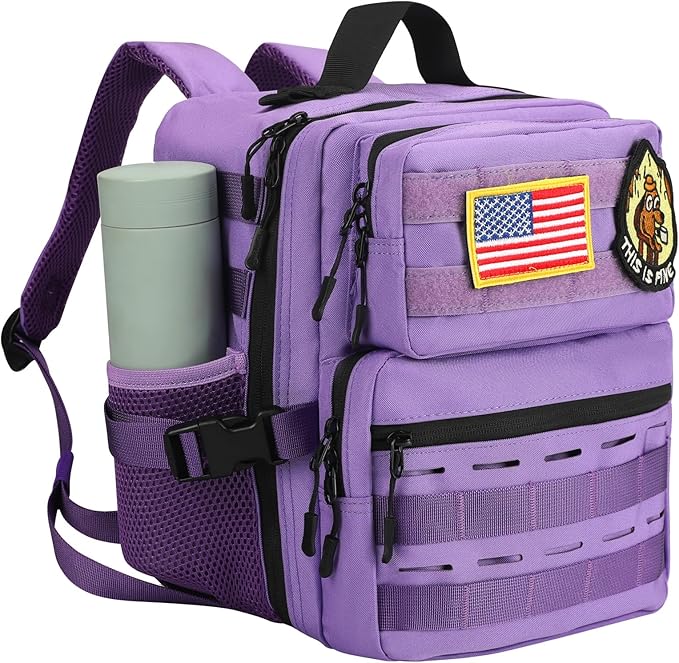 9L Mini Tactical Backpack for Men WomenSmall Military Tactical Backpack for SportGymHikingTravelCamping (Purple)