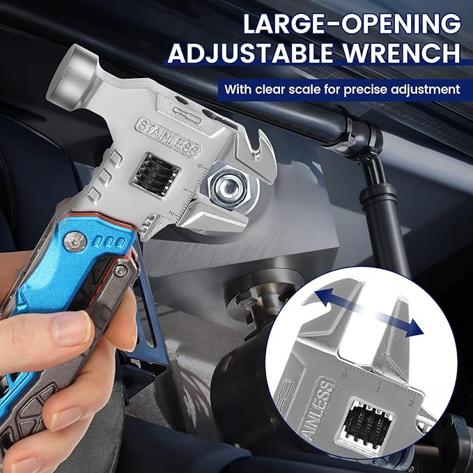 18-in-1 Multipurpose Tool Kit Survival Camping Gear &amp Fishing Gifts Multitool with Hammer Pliers Screwdriver and Pocket Knife for Dad Men(Blue)