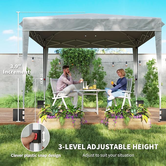 Outsunny 10 x 10 ft Pop Up Canopy Tent with Sidewalls UPF50+ Outdoor Portable Instant Canopy Shelter with Carry Bag Sandbags Adjustable Height for Parties Events Camping Light Gray