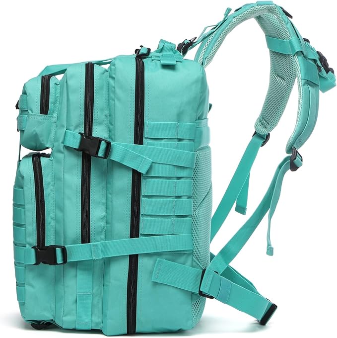 50L Sturdy Nylon Waterproof Fishing Hunting Backpack Outdoor Military Rucksacks Tactical Sports Camping Hiking (Cyan)