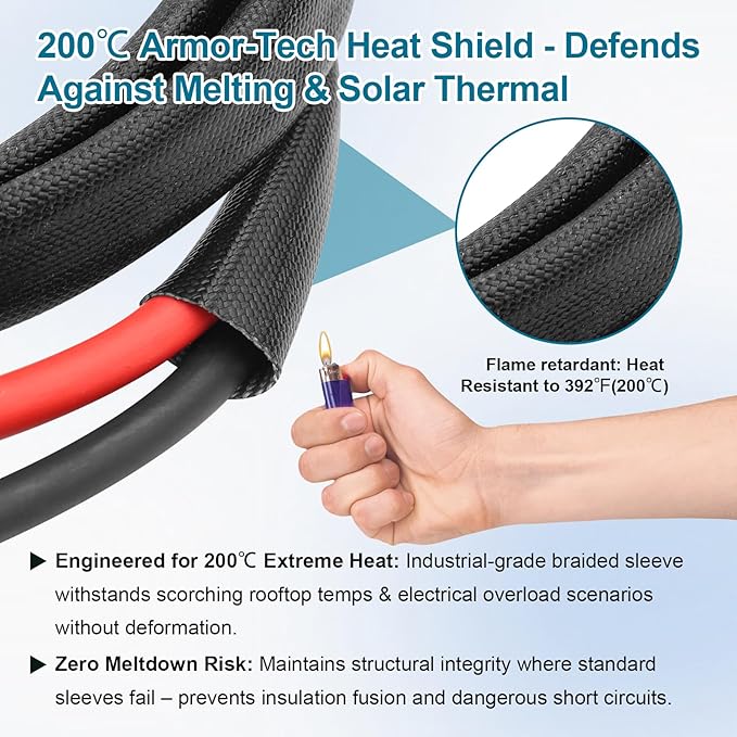 8AWG Solar Cable - 25FT Solar Panel Extension Cord 8 Gauge PV Wire with Flame Retardant Protective Sleeving Female &amp Male Waterproof Connector for RV Photovoltaic Systems Solar Panels (25 Feet)