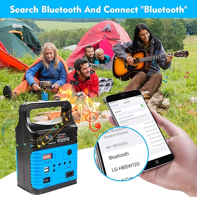 Portable Power StationSolar Generator with Panels includedLiFePO4 Battery Pack Small Solar Powered Generator with DC/USB OutletsLED Flashlight for Home UseOutdoor Camping Quiet(Blue)