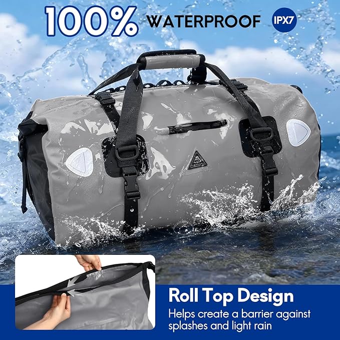 Haimont Waterproof Duffel Bag Roll-top Dry Duffel Bag with Quick-fixed Straps for Motorcycling Rafting Boating SUP Kayaking Travel 50L/70L