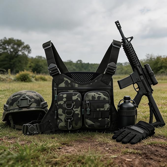 Tactical Chest Pack EDC Chest Bag Utility Molle Chest Rig Pouch with CCW Compartment Adjustable Strap Admin Pouch