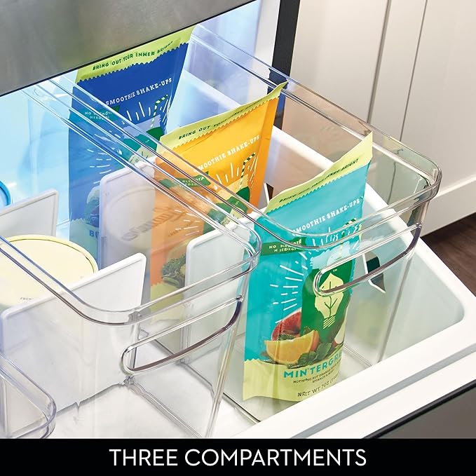 iDesign Crisp Divided Organizer Bin with Handles 6 x 8 x 14 Clear/Matte White