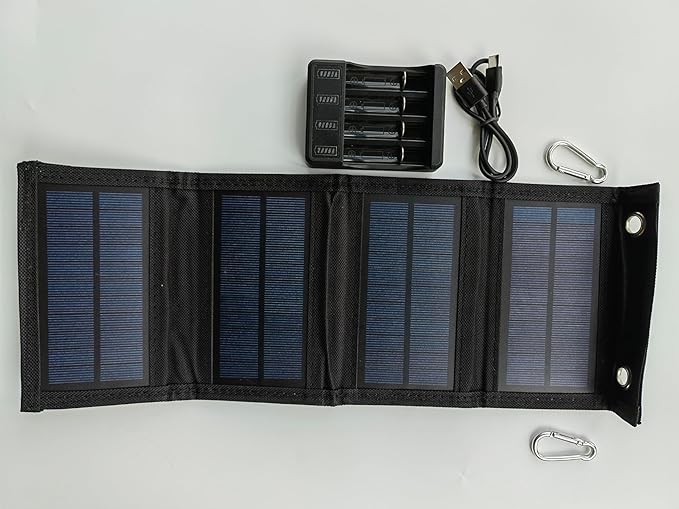 Solar Charger with 6 Watt Portable Solar Panel for 1.2V AA &amp AAA Ni-MH Ni-CD Rechargeable BatteriesWith 6 Watt Solar Panel and 4-Bay USB AA &amp AAA Charger