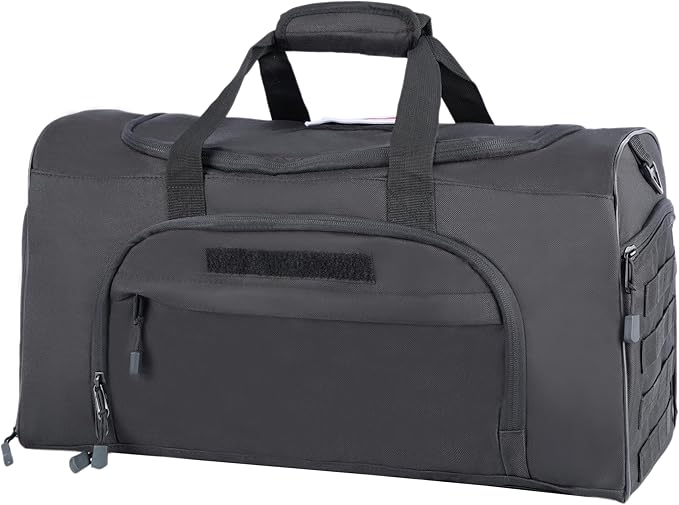 Military Tactical Outdoor Gym Bag Small Duffel Bag with Shoes Compartment for Sports Travel Camping Hunting (B-Black)
