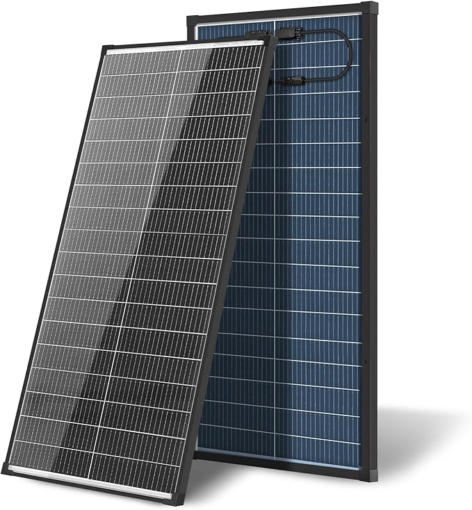 100W Bifacial Solar PanelN-Type 12V 18BB 25% High-Efficiency A+ Monocrystalline Cell IP68 Waterproof Solar Panel for RV Marine Boat Trailer Camper Rooftop Farm and Other Off-Grid System