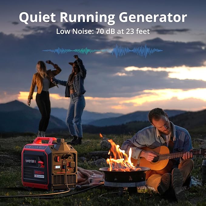AMERISUN 3800W Portable Inverter Generator with CO Protect Gas Powered Super Quiet and 30A for RV-Ready for Camping Home Emergency Use Tailgating
