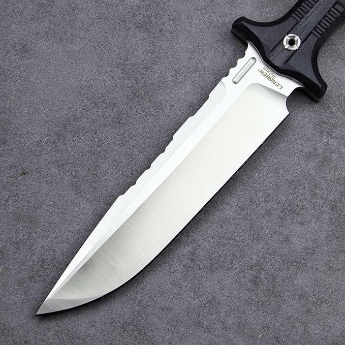 Dragon 12.8 Inch Sleipner Steel Full Tang Fixed BladeOutdoor Camping Tactics KnifeSatin PolishingG10 Handle with leggings Kydex Sheath (Black handle white blade)