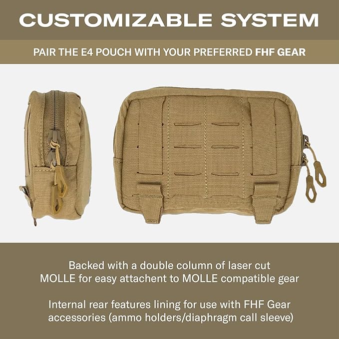 FHF Gear E4 Pouch – Large Multipurpose MOLLE Storage Pouch with Dual Zippers for Chest Rigs Hip Belts &amp Outdoor Gear