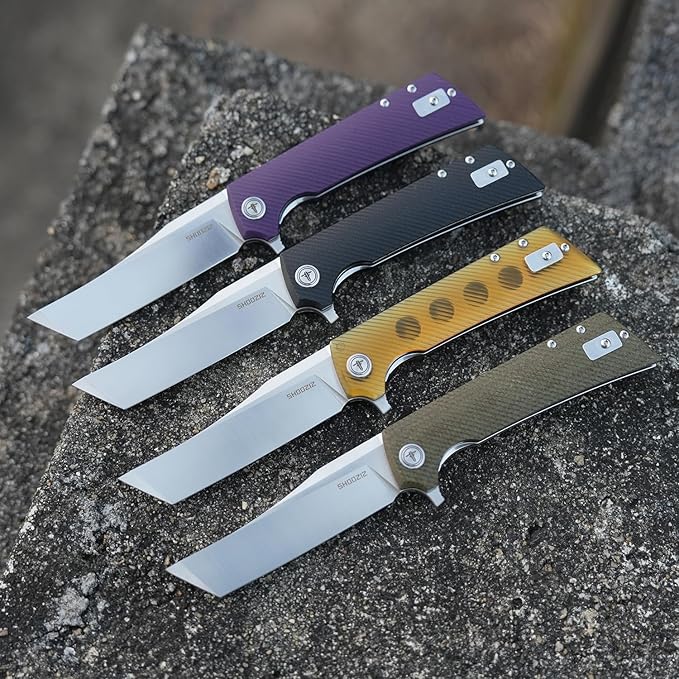 Folding&ampPocket Knife3.55 D2 EDC Knife with Flipper opener Plain Tanto BladeUltem Camping Tool Gift for Outdoor Men/WomenXUN112-JUS(Satin)