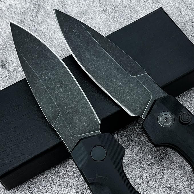 8'' One-handed Development Pocket KnifeBlackout Utility Folding Knives3.43 8Cr13Mov BladeDurable G10 Handles and Reversible PocketclipCamping EDC Tool for Men's Gifts