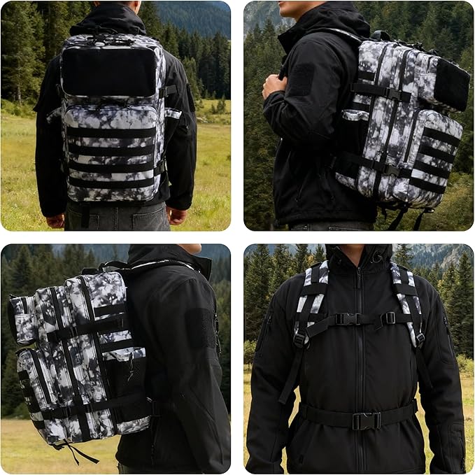 gracedon Tactical Backpack - Military Molle Bag 3 Days Pack for men and Women Large Assault Rucksack 45L (Black)