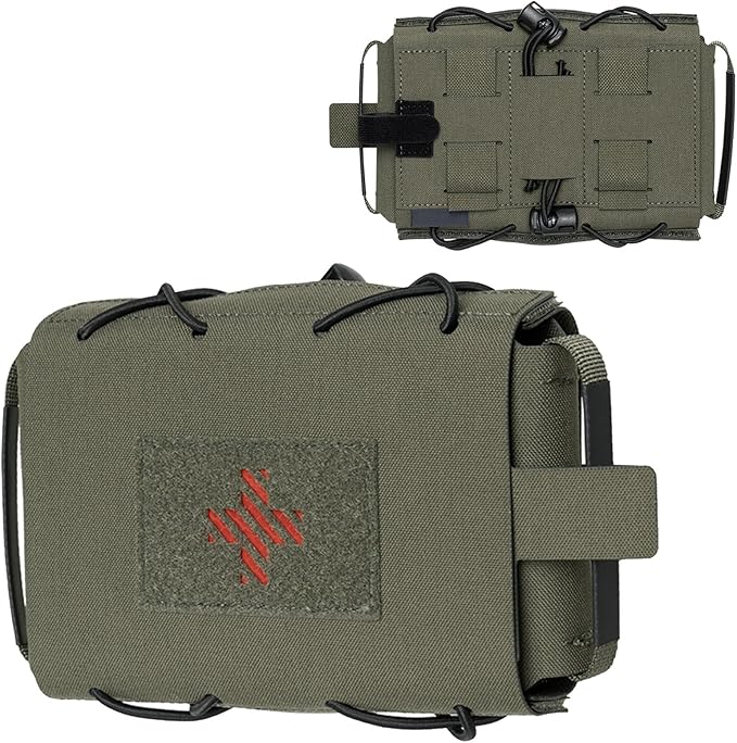 Tactical Medical Bag IFAK Pouch MOLLE First Aid Bag - Horizontal Two-Piece Quick Release Design for Belts Backpacks(OD)