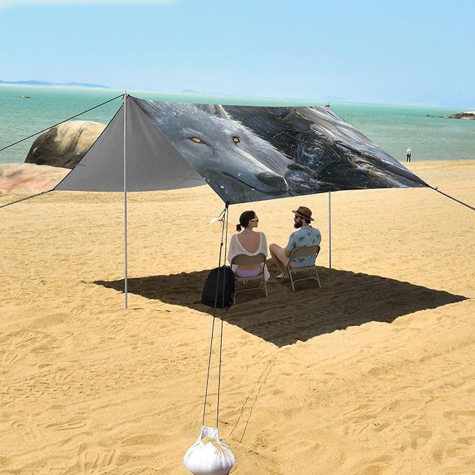 Game Anime Winter Playroom Wolf Beach Canopy UPF50 Lightweight Large Portable Sun Shelter with Carrying Bag for Camping Picnics Backyard &amp Fishing