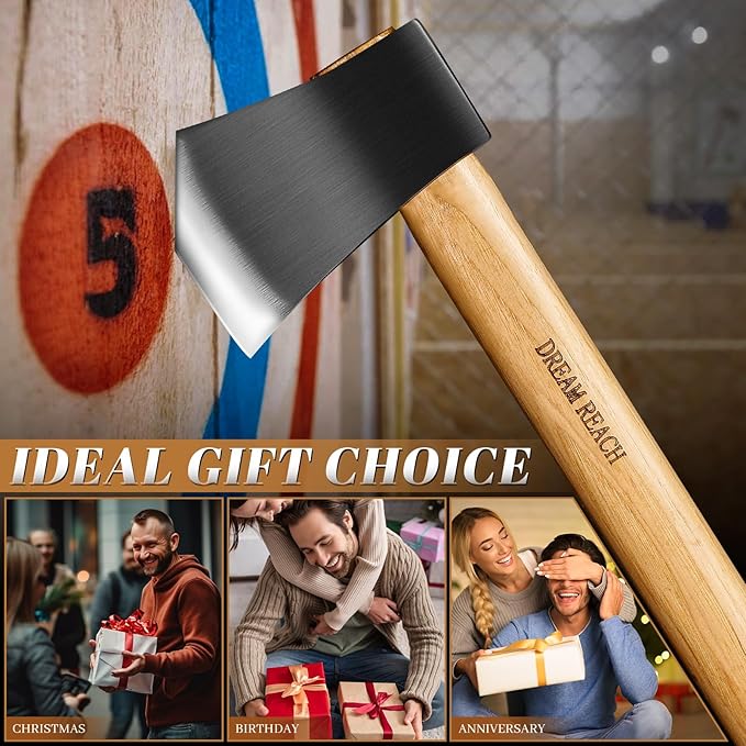Dream Reach Throwing Axe Set - 3 PCS Hand Forged Throwing Hatchet 15.7 Professional Throwing Game Axe for Backyard Competition Recreation
