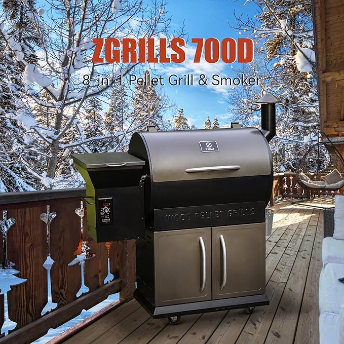 Z GRILLS Wood Pellet Grill Smoker with PID Control Rain Cover 700 sq. in Cooking Area for Outdoor BBQ Smoke Bake and Roast 700D