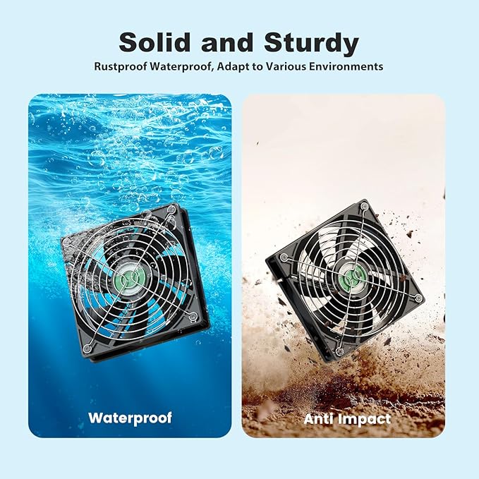 Solar Chicken Coop Fan 2 Kit 20W Solar Powered Greenhouse Fan Outdoor Waterproof Solar Exhaust &amp Intake Fans 16.7 ft Cord Hi-Airflow for Shed Dog House Air Circulation Ventilation Cooling