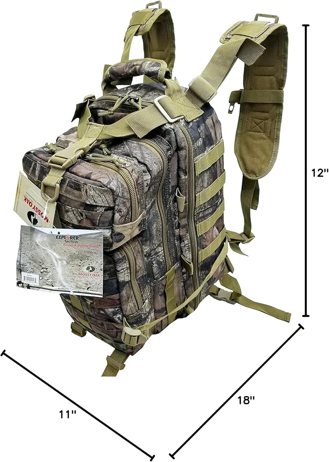 Tactical Assault Pack - Combat Rucksack - 17 Military MOLLE Backpack 27L (Mossy Oak)
