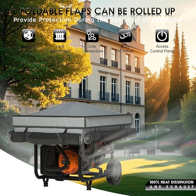 Generator Tent Cover with BracketGenerator Covers While RunningRooftop DesignNo Water Accumulation100% Waterproof Heavy Duty Tarps Generator Tent38 x28  x27 Gray.