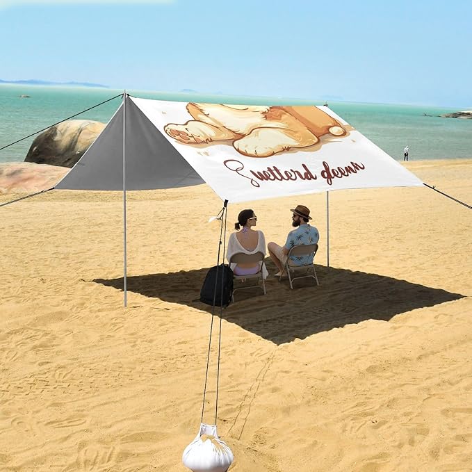 ALAZA Cute Funny Dog Puppy Lettering Quote Sweet Dreams Beach Tent Sun Shelter Portable Canopy Sunshade for Outdoor Camping Picnics Backyard Fun 10x9 ft