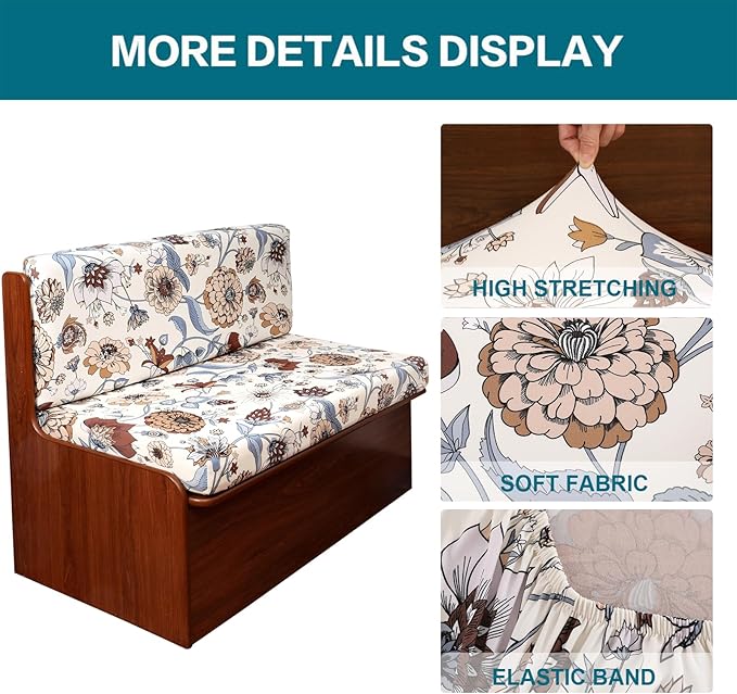 KRFOONN RV Dinette Cushion Covers Stretch Camper Cushions Cover Replacement Couch Cushion Slipcovers Washable Loveseat Slipcovers for Travel Trailer Couch Includes 2 Backrest Cover &amp 2 Bench Cover