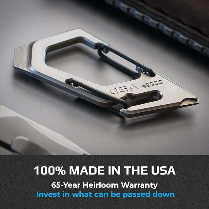 Trayvax Talon Carabiner Clip Multi-Tool 420 Stainless Steel Quick Release Keychain Multitool with Bottle Opener and Screwdrivers Silver
