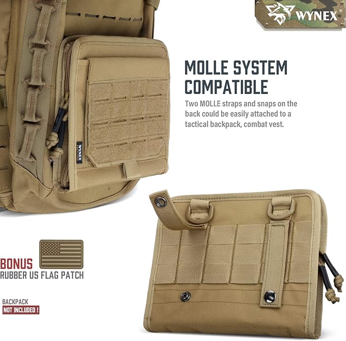 WYNEX Tactical Molle Admin Pouch with Folding Admin Pouch Utility EDC Pouch Organizer Modular Tool Pouch of Double Layer with Molle Tool Bag of Laser-Cut Design Utility Organizer EDC Medical Bag