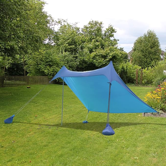 GREEN PARTY Beach Tent Canopy 7×7 FT Sun Shelter Outdoor Tent UPF50+ Protable Family Tent with 4 Sandbag Anchors 2 Pole Pop Up Outdoor Shelter for Beach Camping Fishing Backyard and Picnics