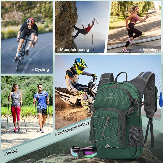 Hydration Backpack with Water Bladder 18L Lightweight Hiking Backpack for Women&ampMen Small Insulated Hydration Water Pack for Hiking Running Cycling Biking