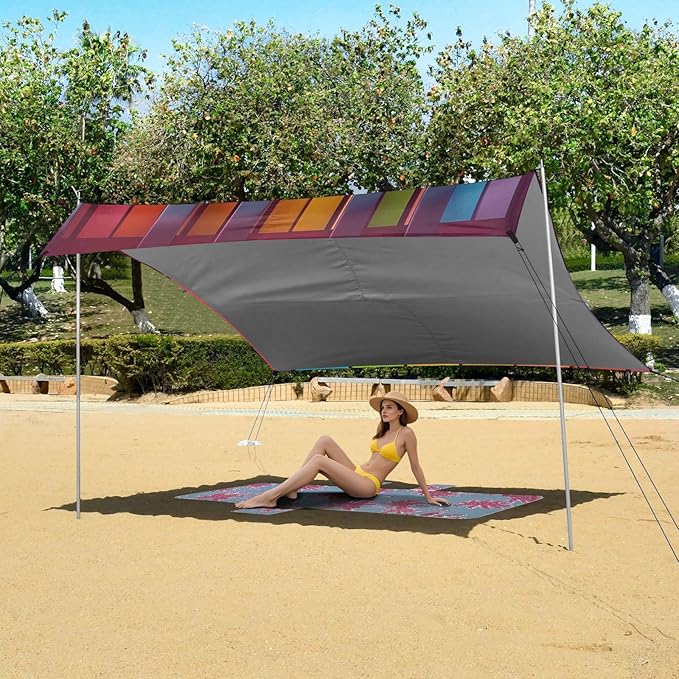 ALAZA Piano Keys Rainbow Colors Beach Tent Sun Shelter Portable Canopy Sunshade for Outdoor Camping Picnics Backyard Fun 10x9 ft