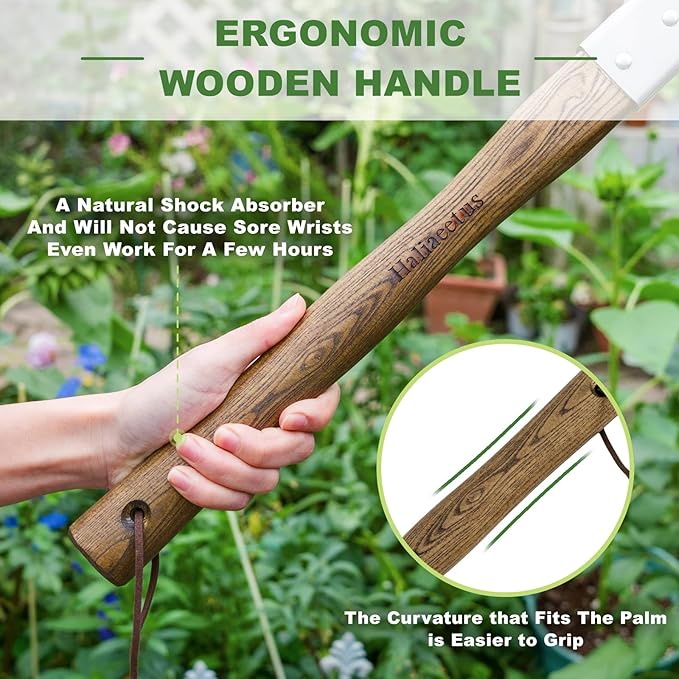 Haliaeetus Pick Axe Stainless Steel Mattock with Sharp Pick and Cutting Edge for Breaking up Heavy Clay Soil and Removal of Difficult Weeds Garden Pick with Wood Handle for Digging Loosening Soil