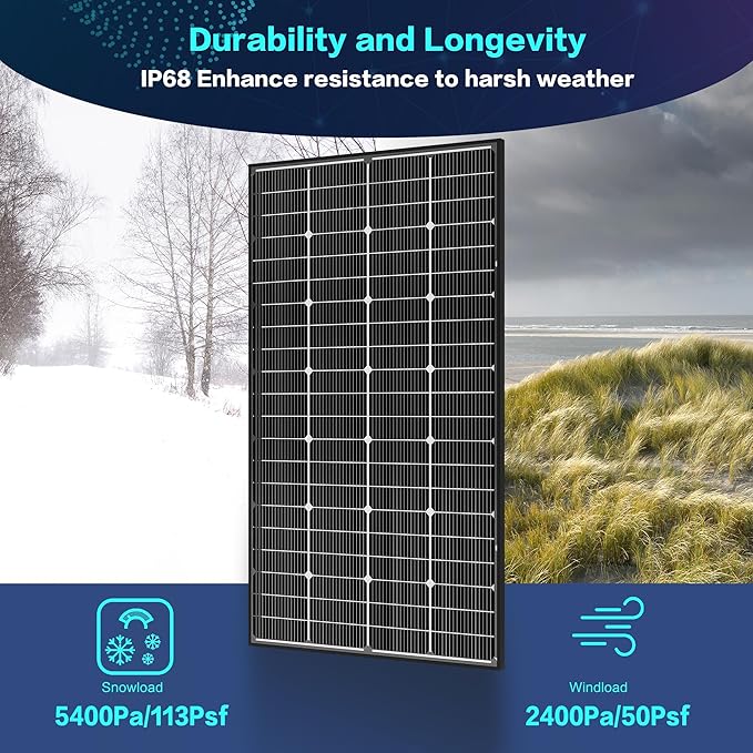 JJN Bifacial 400 Watt Solar Panel 16BB N-Type 2 Pcs 200W 12V 25% High Efficiency 400W Solar Panels Monocrystalline Solar Module for RV Home Farm Trailer Camper Marine Off-Grid Solar System